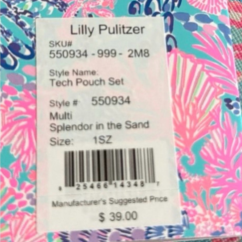 Lilly Pulitzer Tech Pouch Set - Pink, Teal, Purple